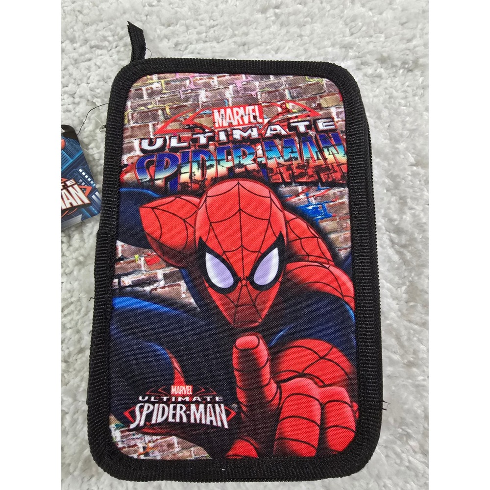 Marvel Ultimate Spider-Man Triple Zipper Pencil Case Black Red REF 51449 NWT